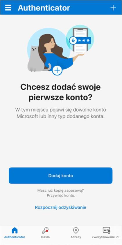 Informacja potwierdzająca chęć dodania konta