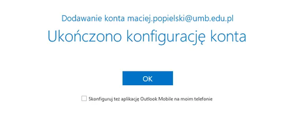 Konfiguracja outlook ukończona