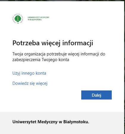 Ekran informujący o potrzebie wprowadzenia kolejnych informacji