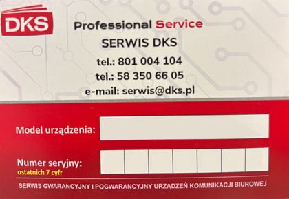 Naklejka DKS na drukarce dzierżawionej