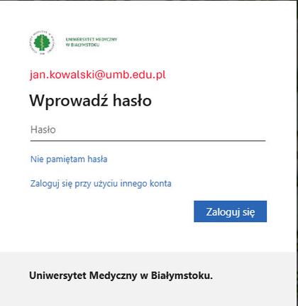 Logowanie microsoft