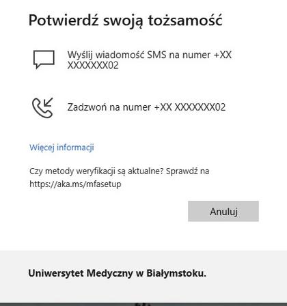 Wybór opcji sms lub połąćżenie
